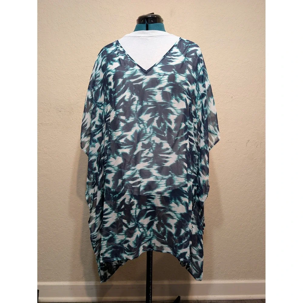 Tommy Bahama Tunic Ikat Floral Print Teal Blue White‎ M M
